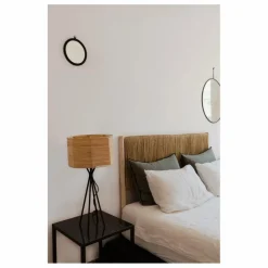 Tête de lit en bois brut et palme Lits, Tables De Chevet