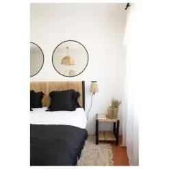 Discount Tête de lit en bois brut et palme | Lits, Tables De Chevet